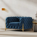 おしゃれなパインステンレス製ソファー|ラグジュアリーな深い青色・リビングルームに最適なデザイン fmfd-5060