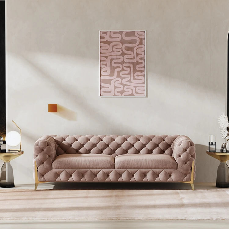 おしゃれなパインステンレス製ソファー|ラグジュアリーな深い青色・リビングルームに最適なデザイン fmfd-5060