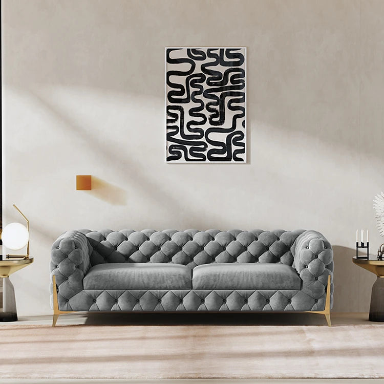 おしゃれなパインステンレス製ソファー|ラグジュアリーな深い青色・リビングルームに最適なデザイン fmfd-5060