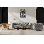 おしゃれなパインステンレス製ソファー|ラグジュアリーな深い青色・リビングルームに最適なデザイン fmfd-5060