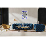 おしゃれなパインステンレス製ソファー|ラグジュアリーな深い青色・リビングルームに最適なデザイン fmfd-5060