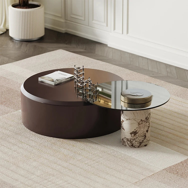 モダンデザイン センターテーブル 多層板と強化ガラス使用 おしゃれで機能的なリビング必須アイテム fmfd-5061