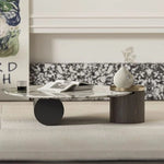 センターテーブル 大理石デザイン 多層板 ステンレス製 おしゃれなリビング家具 収納付き fmfd-5063