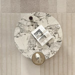 センターテーブル 大理石デザイン 多層板 ステンレス製 おしゃれなリビング家具 収納付き fmfd-5063