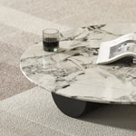 センターテーブル 大理石デザイン 多層板 ステンレス製 おしゃれなリビング家具 収納付き fmfd-5063