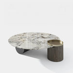 センターテーブル 大理石デザイン 多層板 ステンレス製 おしゃれなリビング家具 収納付き fmfd-5063