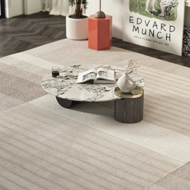 センターテーブル 大理石デザイン 多層板 ステンレス製 おしゃれなリビング家具 収納付き fmfd-5063