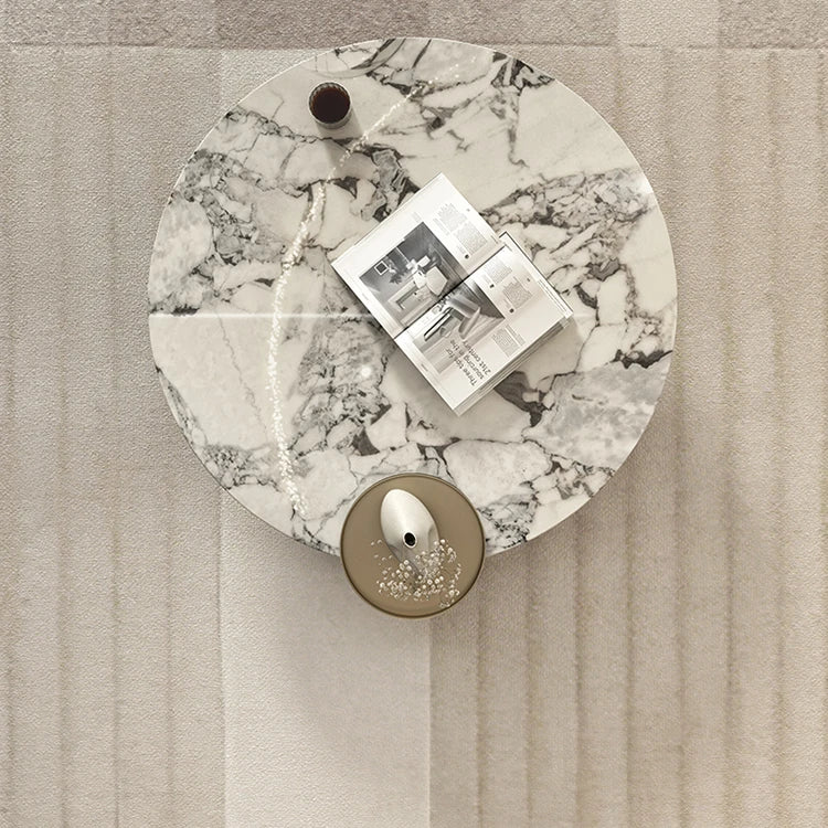 センターテーブル 大理石デザイン 多層板 ステンレス製 おしゃれなリビング家具 収納付き fmfd-5063