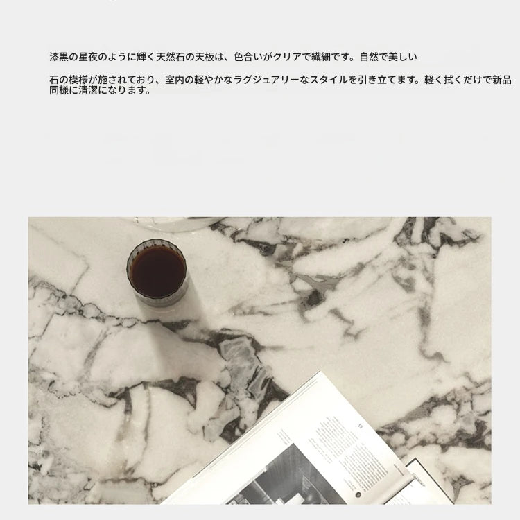 センターテーブル 大理石デザイン 多層板 ステンレス製 おしゃれなリビング家具 収納付き fmfd-5063