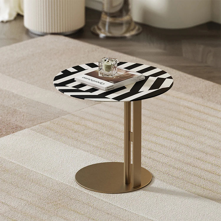 モダンデザイン センターテーブル 多層板製 おしゃれなツートンカラー 丸型サイドテーブル fmfd-5066