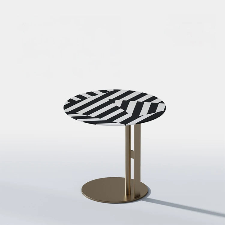 モダンデザイン センターテーブル 多層板製 おしゃれなツートンカラー 丸型サイドテーブル fmfd-5066