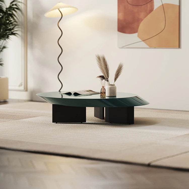 ラグジュアリーなセンターテーブル | 多層板製の丸型デザイン | おしゃれなリビングルームインテリアに最適 fmfd-5069