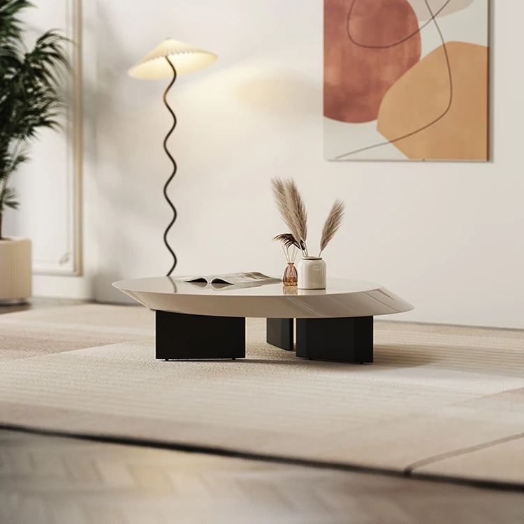 ラグジュアリーなセンターテーブル | 多層板製の丸型デザイン | おしゃれなリビングルームインテリアに最適 fmfd-5069