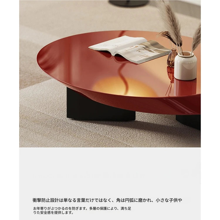 ラグジュアリーなセンターテーブル | 多層板製の丸型デザイン | おしゃれなリビングルームインテリアに最適 fmfd-5069