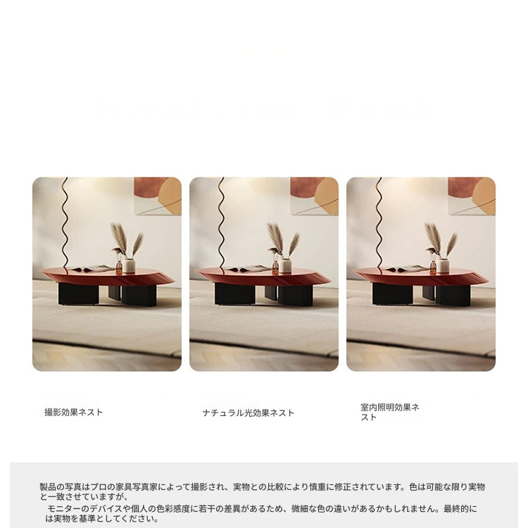 ラグジュアリーなセンターテーブル | 多層板製の丸型デザイン | おしゃれなリビングルームインテリアに最適 fmfd-5069