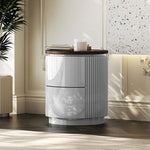 モダンデザインの多層板製ナイトテーブル - おしゃれな収納付きサイドテーブル fmfd-5071