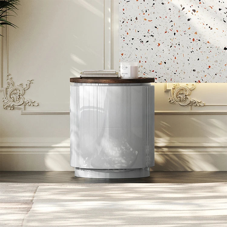 モダンデザインの多層板製ナイトテーブル - おしゃれな収納付きサイドテーブル fmfd-5071