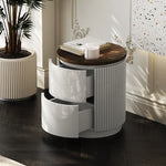 モダンデザインの多層板製ナイトテーブル - おしゃれな収納付きサイドテーブル fmfd-5071