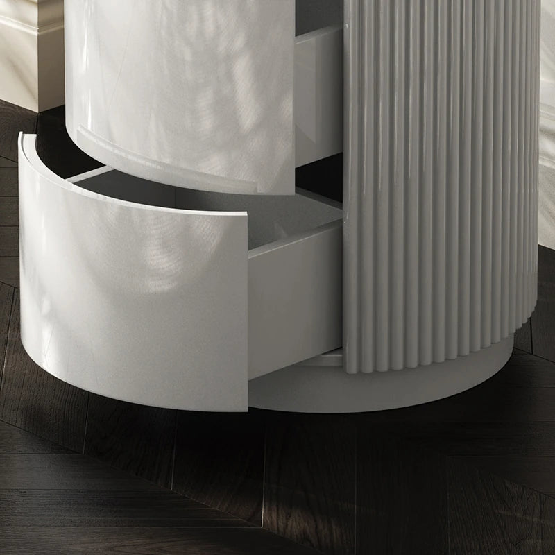 モダンデザインの多層板製ナイトテーブル - おしゃれな収納付きサイドテーブル fmfd-5071