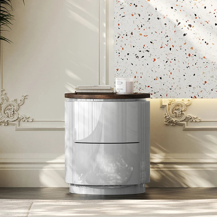 モダンデザインの多層板製ナイトテーブル - おしゃれな収納付きサイドテーブル fmfd-5071