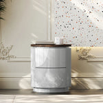 モダンデザインの多層板製ナイトテーブル - おしゃれな収納付きサイドテーブル fmfd-5071