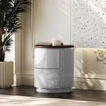 モダンデザインの多層板製ナイトテーブル - おしゃれな収納付きサイドテーブル fmfd-5071