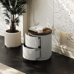 モダンデザインの多層板製ナイトテーブル - おしゃれな収納付きサイドテーブル fmfd-5071