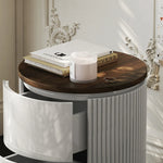 モダンデザインの多層板製ナイトテーブル - おしゃれな収納付きサイドテーブル fmfd-5071