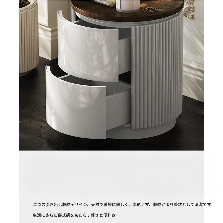 モダンデザインの多層板製ナイトテーブル - おしゃれな収納付きサイドテーブル fmfd-5071