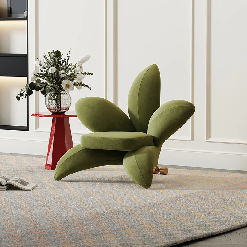 ユニークなデザインの無垢材・エアレザー製フラワーチェア - おしゃれなインテリアを演出! fmfd-5072