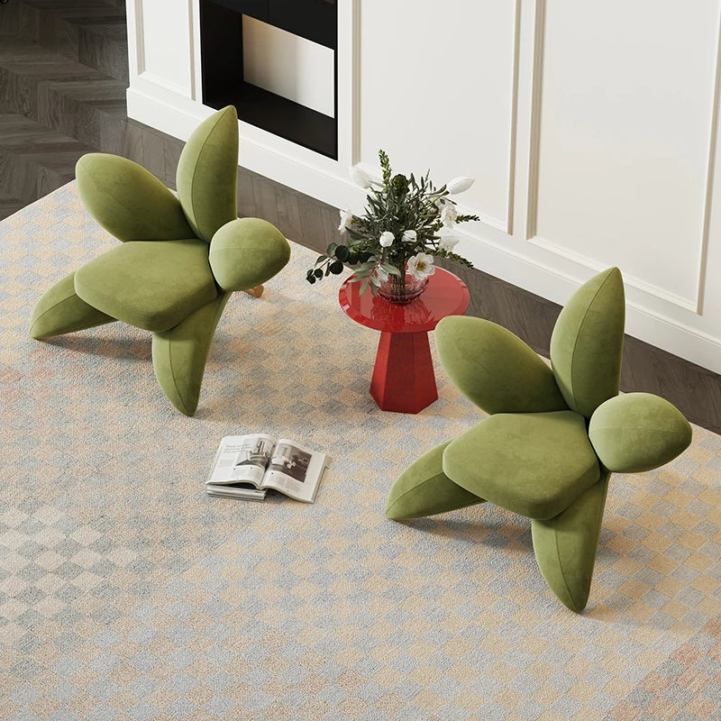 ユニークなデザインの無垢材・エアレザー製フラワーチェア - おしゃれなインテリアを演出! fmfd-5072