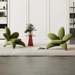 ユニークなデザインの無垢材・エアレザー製フラワーチェア - おしゃれなインテリアを演出! fmfd-5072