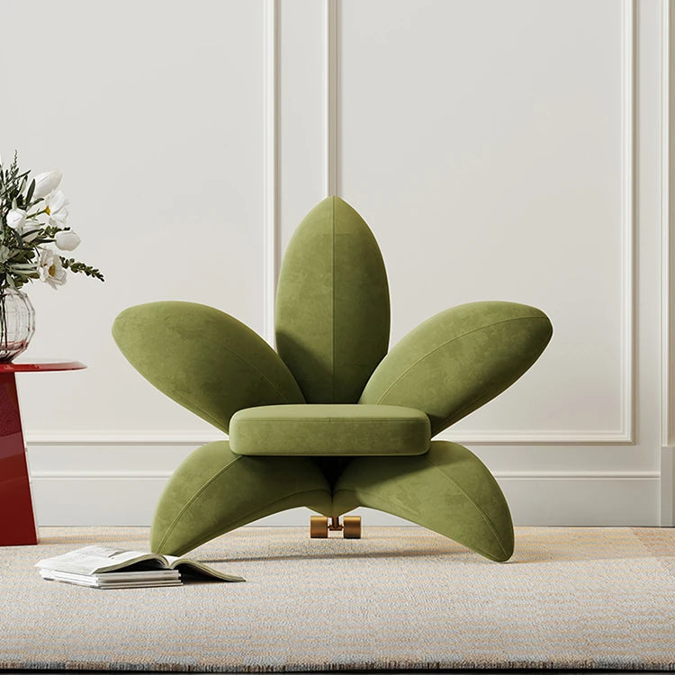 ユニークなデザインの無垢材・エアレザー製フラワーチェア - おしゃれなインテリアを演出! fmfd-5072