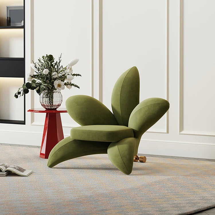 ユニークなデザインの無垢材・エアレザー製フラワーチェア - おしゃれなインテリアを演出! fmfd-5072