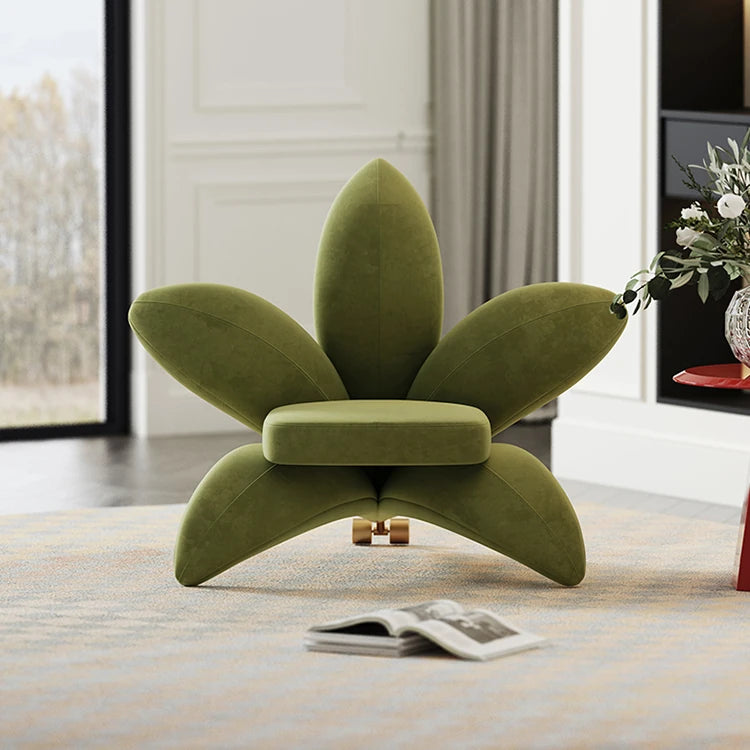 ユニークなデザインの無垢材・エアレザー製フラワーチェア - おしゃれなインテリアを演出! fmfd-5072