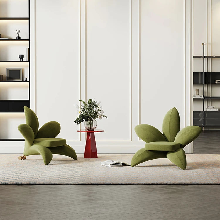 ユニークなデザインの無垢材・エアレザー製フラワーチェア - おしゃれなインテリアを演出! fmfd-5072