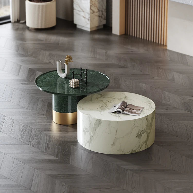 モダン大理石センターテーブル|ステンレスベース付き|リビングルームデザインに最適|ディスプレイや収納に便利 fmfd-5076