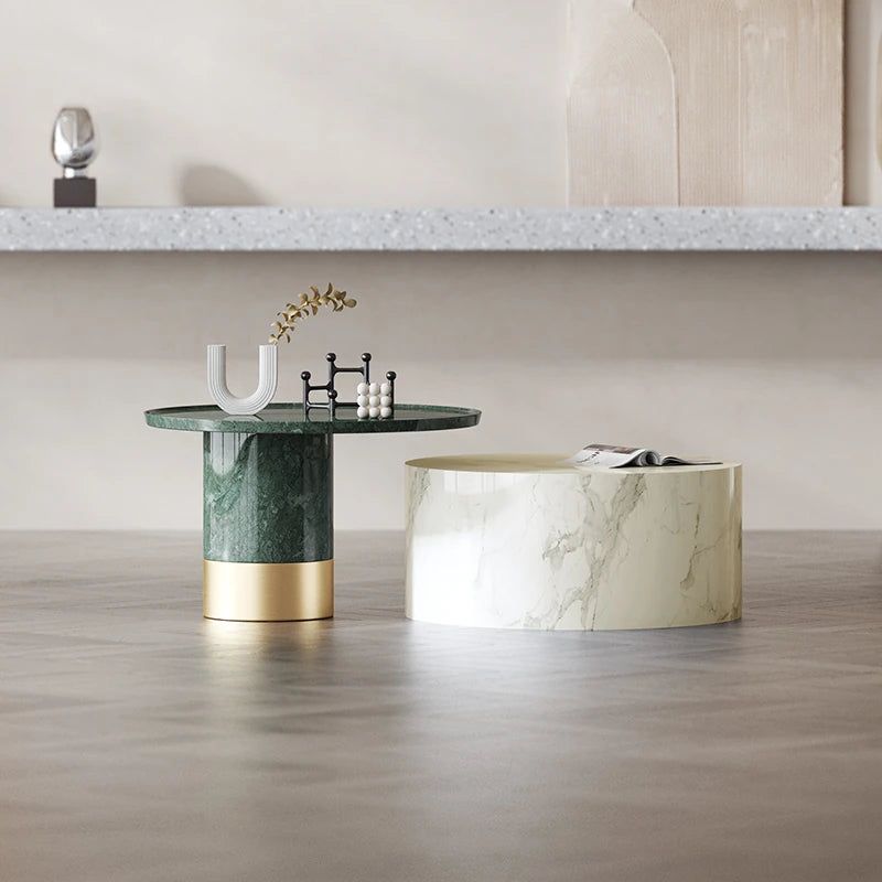 モダン大理石センターテーブル|ステンレスベース付き|リビングルームデザインに最適|ディスプレイや収納に便利 fmfd-5076