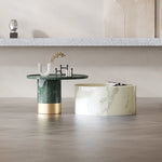 モダン大理石センターテーブル|ステンレスベース付き|リビングルームデザインに最適|ディスプレイや収納に便利 fmfd-5076