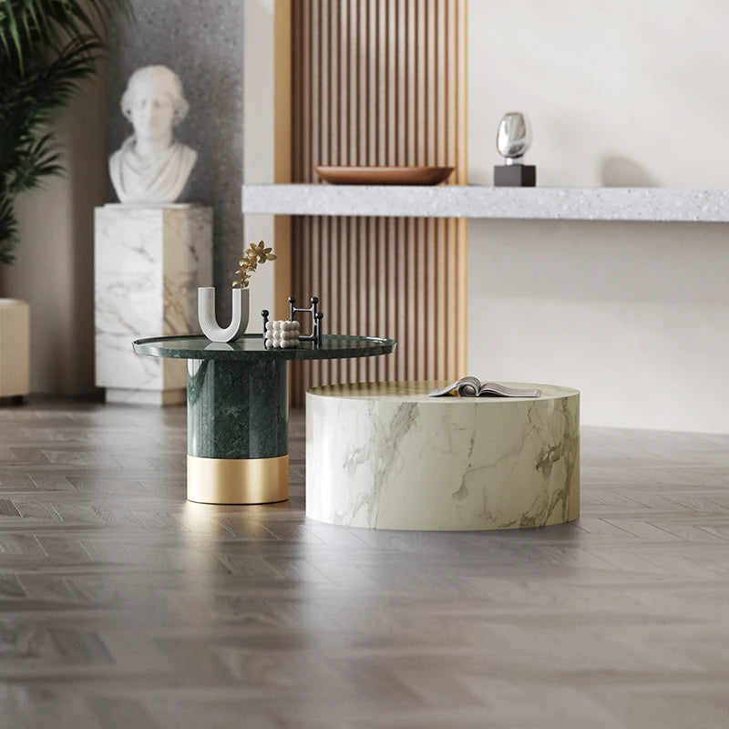 モダン大理石センターテーブル|ステンレスベース付き|リビングルームデザインに最適|ディスプレイや収納に便利 fmfd-5076