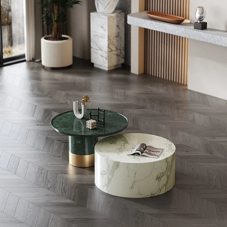 モダン大理石センターテーブル|ステンレスベース付き|リビングルームデザインに最適|ディスプレイや収納に便利 fmfd-5076
