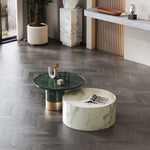 モダン大理石センターテーブル|ステンレスベース付き|リビングルームデザインに最適|ディスプレイや収納に便利 fmfd-5076