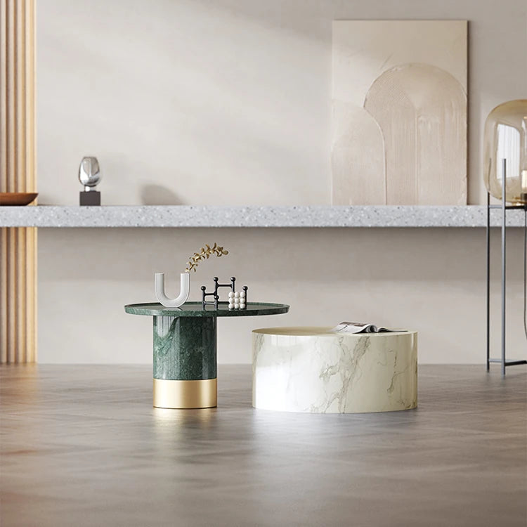 モダン大理石センターテーブル|ステンレスベース付き|リビングルームデザインに最適|ディスプレイや収納に便利 fmfd-5076