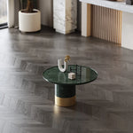 モダン大理石センターテーブル|ステンレスベース付き|リビングルームデザインに最適|ディスプレイや収納に便利 fmfd-5076