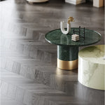 モダン大理石センターテーブル|ステンレスベース付き|リビングルームデザインに最適|ディスプレイや収納に便利 fmfd-5076