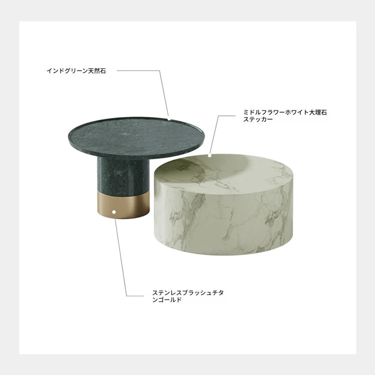 モダン大理石センターテーブル|ステンレスベース付き|リビングルームデザインに最適|ディスプレイや収納に便利 fmfd-5076