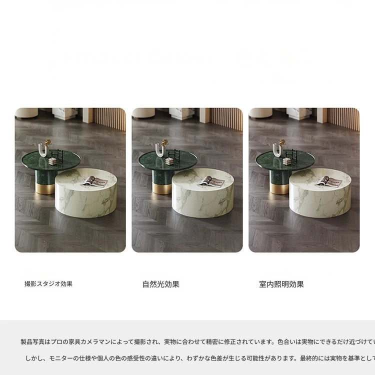 モダン大理石センターテーブル|ステンレスベース付き|リビングルームデザインに最適|ディスプレイや収納に便利 fmfd-5076