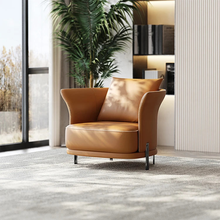 無垢材と本革使用のスタイリッシュチェア|リビングや書斎に最適な快適な座り心地 fmfd-5077