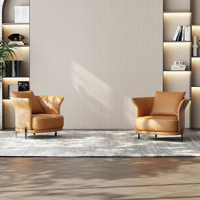 無垢材と本革使用のスタイリッシュチェア|リビングや書斎に最適な快適な座り心地 fmfd-5077