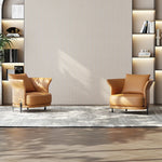 無垢材と本革使用のスタイリッシュチェア|リビングや書斎に最適な快適な座り心地 fmfd-5077